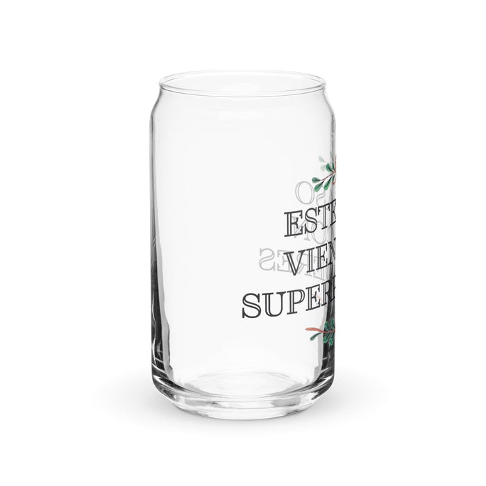 Este Vaso Viene Con Superpoderes Exclusive Art Piece Can-Shaped Glass Home Office Work Mexican Spanish Pride Gift Cup One-Of-A-Kind Calligraphy Glass | E18