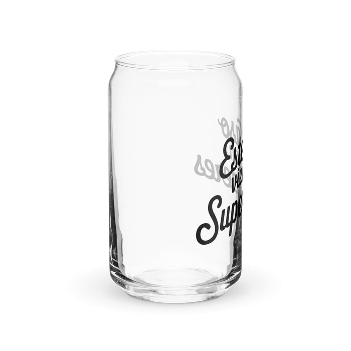 Este Vaso Viene Con Superpoderes Exclusive Art Piece Can-Shaped Glass Home Office Work Mexican Spanish Pride Gift Cup One-Of-A-Kind Calligraphy Glass | E20