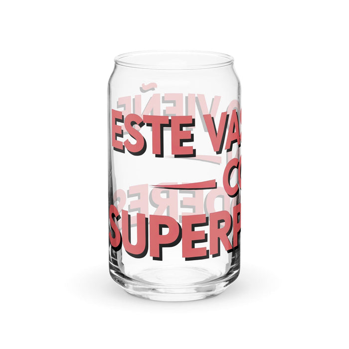 Este Vaso Viene Con Superpoderes Exclusive Art Piece Can-Shaped Glass Home Office Work Mexican Spanish Pride Gift Cup One-Of-A-Kind Calligraphy Glass | E23