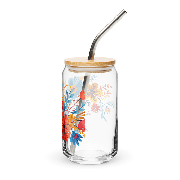 Pièce d'art exclusive avec nom d'Antonio en verre en forme de canette pour la maison, le bureau, le travail, la fierté mexicaine et espagnole, tasse cadeau, verre de calligraphie unique en son genre | A10