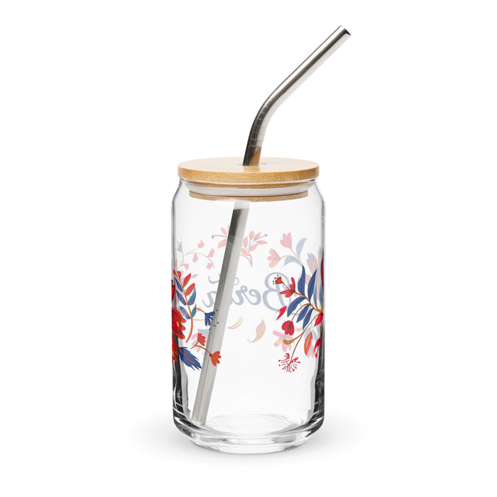 Pièce d'art exclusive Berta en verre en forme de canette pour la maison, le bureau, le travail, la fierté mexicaine et espagnole, tasse cadeau, verre de calligraphie unique en son genre | B9