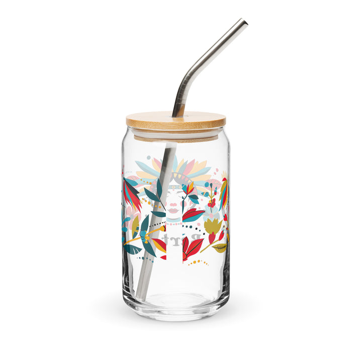 Pièce d'art exclusive avec nom de Berta en verre en forme de canette pour la maison, le bureau, le travail, la fierté mexicaine et espagnole, tasse cadeau, verre de calligraphie unique en son genre | B11