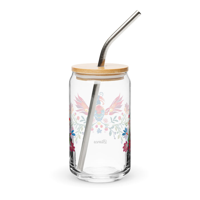 Pièce d'art exclusive Bianca en verre en forme de canette pour la maison, le bureau, le travail, la fierté mexicaine et espagnole, tasse cadeau, verre de calligraphie unique en son genre | B10