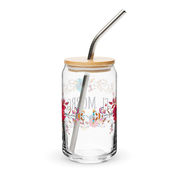 El Morro Pièce d'art exclusive en verre en forme de canette Bureau à domicile Travail Tasse cadeau de fierté espagnole mexicaine Verre de calligraphie unique en son genre | E6