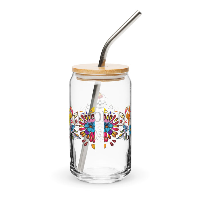 El Morro Exclusive Art Piece Can-Shaped Glass Home Office Work Mexican Spanish Pride Gift Cup One-Of-A-Kind Calligraphy Glass | E10