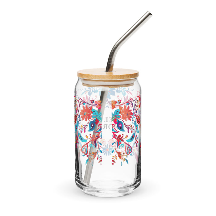 El Morro Pièce d'art exclusive en verre en forme de canette Bureau à domicile Travail Tasse cadeau de fierté espagnole mexicaine Verre de calligraphie unique en son genre | E19