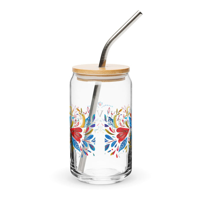 El Vivo Exclusive Art Piece Can-Shaped Glass Home Office Work Mexican Spanish Pride Gift Cup One-Of-A-Kind Calligraphy Glass | E2