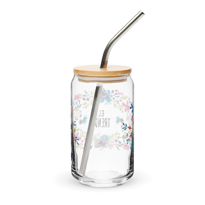 El Trendy Pièce d'art exclusive en verre en forme de canette Bureau à domicile Travail Tasse cadeau de fierté espagnole mexicaine Verre de calligraphie unique en son genre | E4