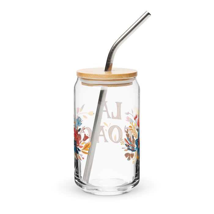 La Coach Exclusive Art Piece Can-Shaped Glass Home Office Work Mexican Spanish Pride Gift Cup One-Of-A-Kind Calligraphy Glass | L1