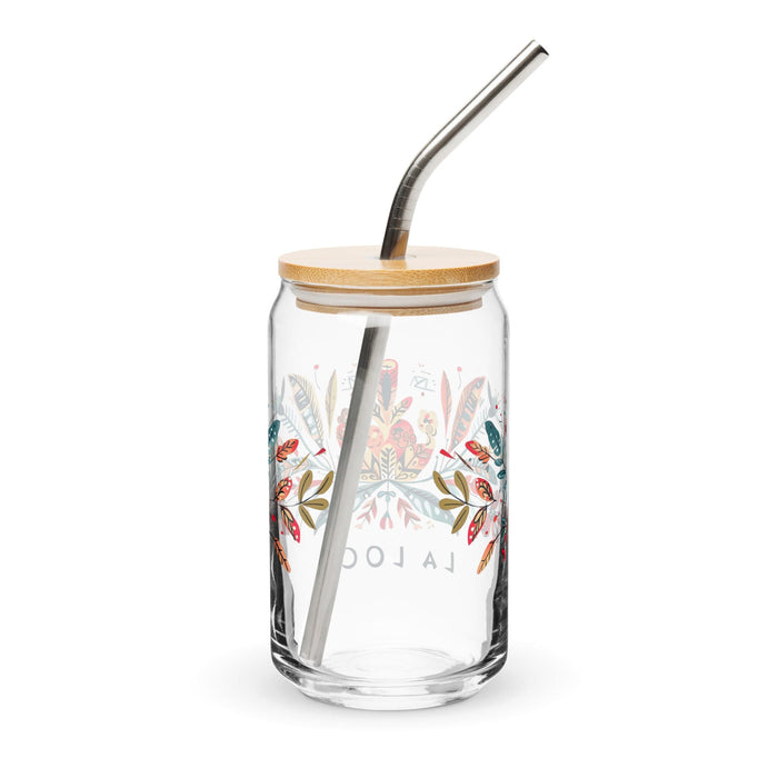 Pièce d'art exclusive La Loca en verre en forme de canette pour la maison, le bureau, le travail, la fierté mexicaine et espagnole, tasse cadeau, verre de calligraphie unique en son genre | L11