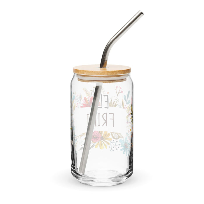 El Friki Exclusive Art Piece Can-Shaped Glass Home Office Work Mexican Spanish Pride Gift Cup One-Of-A-Kind Calligraphy Glass | E1