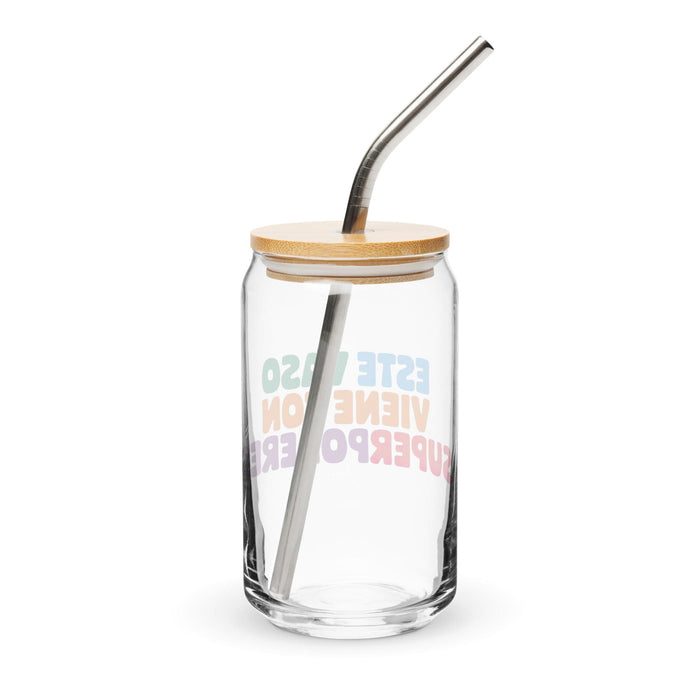 Este Vaso Viene Con Superpoderes Exklusives Kunstwerk Dosenförmiges Glas für Zuhause, Büro, Arbeit, mexikanischer und spanischer Stolz, Geschenktasse, einzigartiges Kalligraphieglas | E8