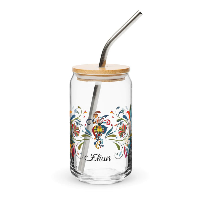 Elian Exclusive Name Art Piece Lattina di Vetro a Forma di Casa Ufficio Lavoro Messicano Orgoglio Spagnolo Regalo Tazza Calligrafia Unica nel Suo Genere Vetro | E1