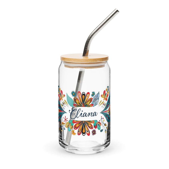 Eliana Exclusive Name Art Piece Lattina di Vetro a Forma di Casa Ufficio Lavoro Messicano Orgoglio Spagnolo Tazza Regalo Calligrafia Unica nel Suo Genere Vetro | E1