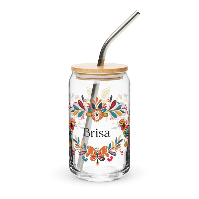 Brisa Exklusives Namenskunstwerk, Glasdose in Dosenform, für Zuhause, Büro, Arbeit, mexikanischer und spanischer Stolz, Geschenktasse, einzigartiges Kalligraphieglas | B15