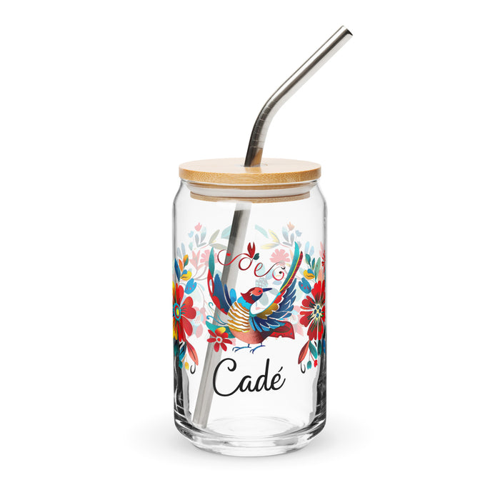 Cade Exclusive Name Art Piece Can-Shaped Glass Home Office Work Mexican Spanish Pride Gift Cup One-Of-A-Kind Calligraphy Glass | C16