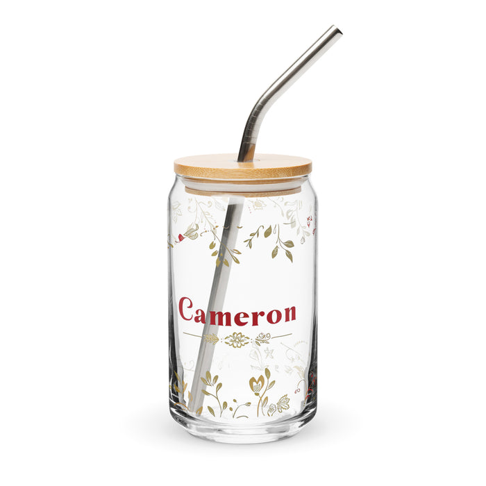 Cameron Exclusive Name Art Piece Can-Shaped Glass Home Office Work Mexican Spanish Pride Gift Cup One-Of-A-Kind Calligraphy Glass | C1