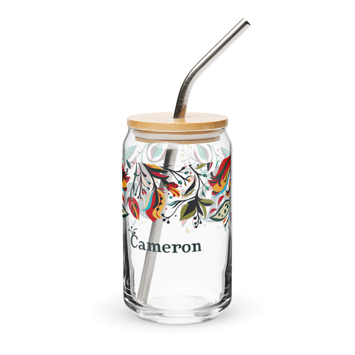 Cameron Exclusive Name Art Piece Can-Shaped Glass Home Office Work Mexican Spanish Pride Gift Cup One-Of-A-Kind Calligraphy Glass | C4