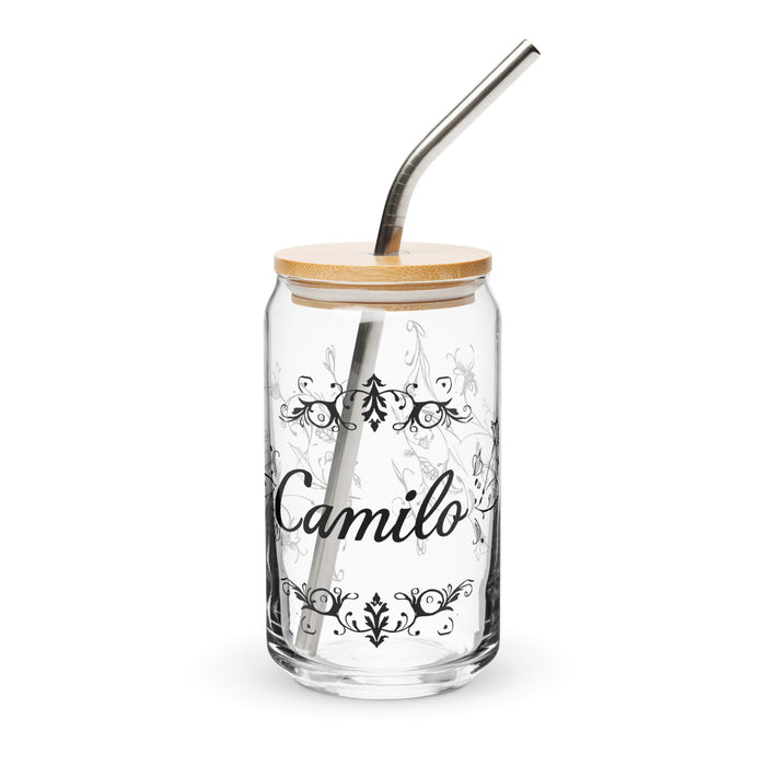 Camilo Exclusive Name Art Piece Can-Shaped Glass Home Office Work Mexican Spanish Pride Gift Cup One-Of-A-Kind Calligraphy Glass | C1