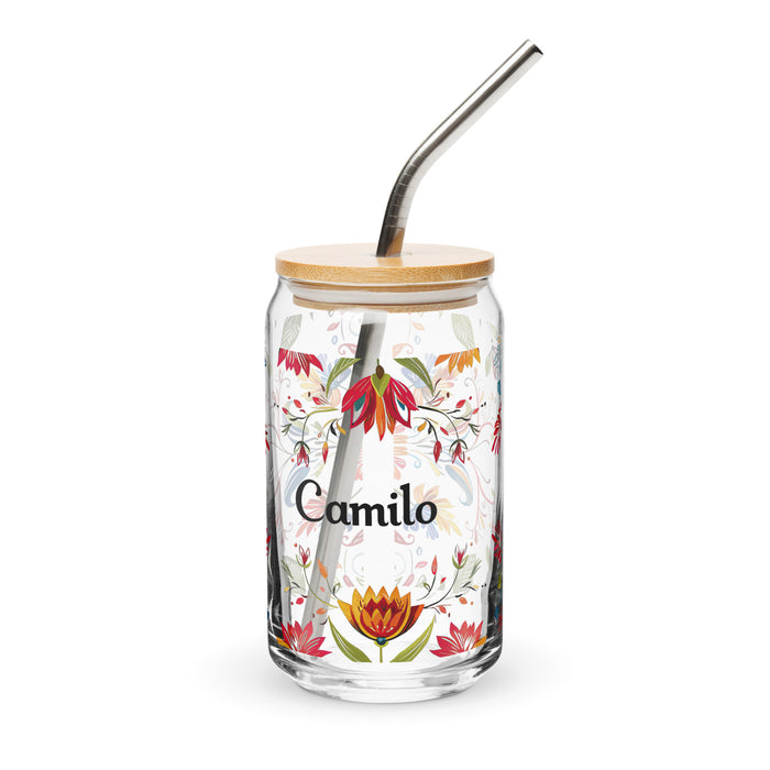 Camilo Exclusive Name Art Piece Can-Shaped Glass Home Office Work Mexican Spanish Pride Gift Cup One-Of-A-Kind Calligraphy Glass | C5