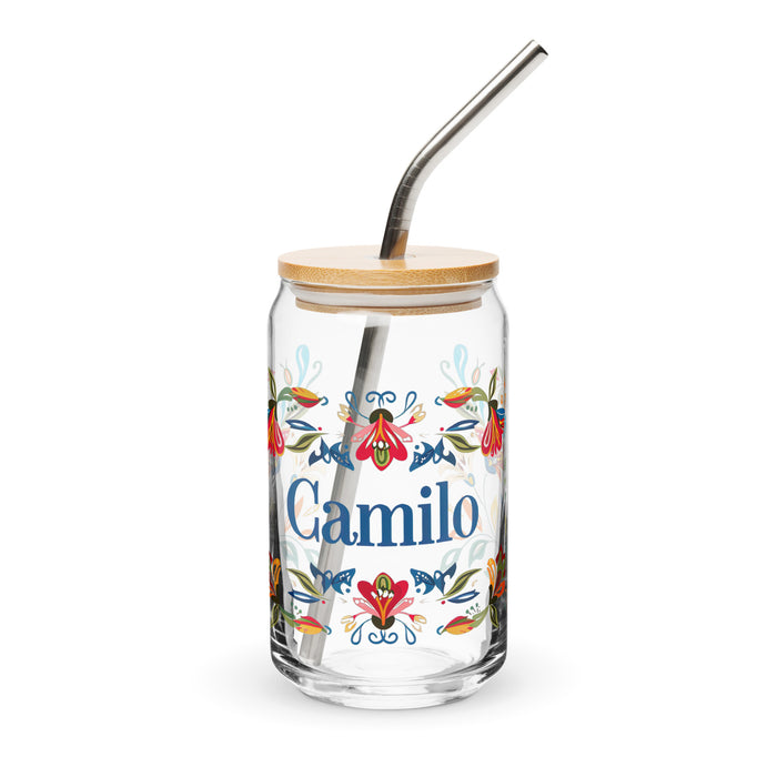 Camilo Exclusive Name Art Piece Can-Shaped Glass Home Office Work Mexican Spanish Pride Gift Cup One-Of-A-Kind Calligraphy Glass | C7