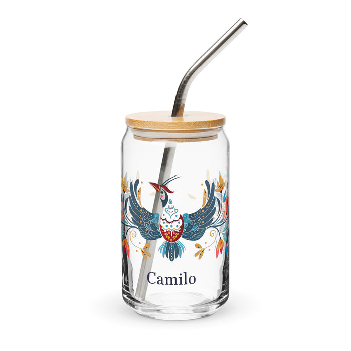 Camilo Exclusive Name Art Piece Can-Shaped Glass Home Office Work Mexican Spanish Pride Gift Cup One-Of-A-Kind Calligraphy Glass | C14