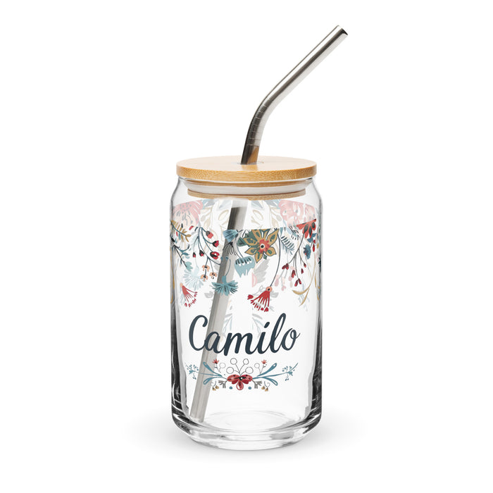 Camilo Exclusive Name Art Piece Can-Shaped Glass Home Office Work Mexican Spanish Pride Gift Cup One-Of-A-Kind Calligraphy Glass | C18