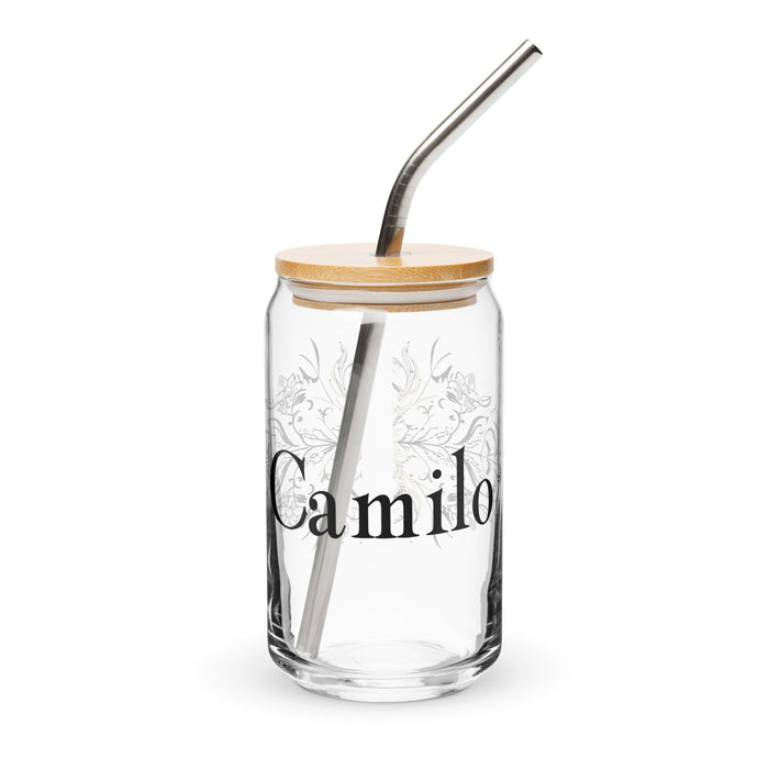 Camilo Exclusive Name Art Piece Can-Shaped Glass Home Office Work Mexican Spanish Pride Gift Cup One-Of-A-Kind Calligraphy Glass | C23