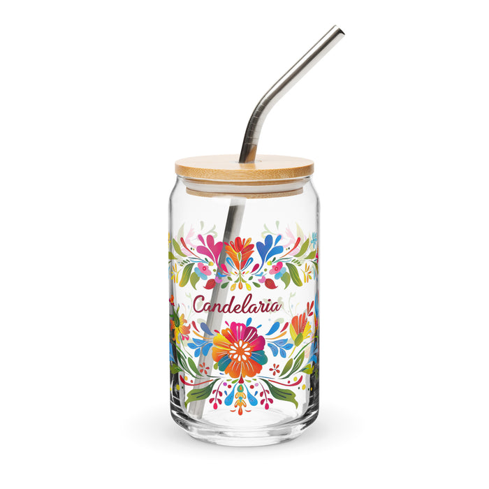 Candelaria Exclusive Name Art Piece Can-Shaped Glass Home Office Work Mexican Spanish Pride Gift Cup One-Of-A-Kind Calligraphy Glass | C2