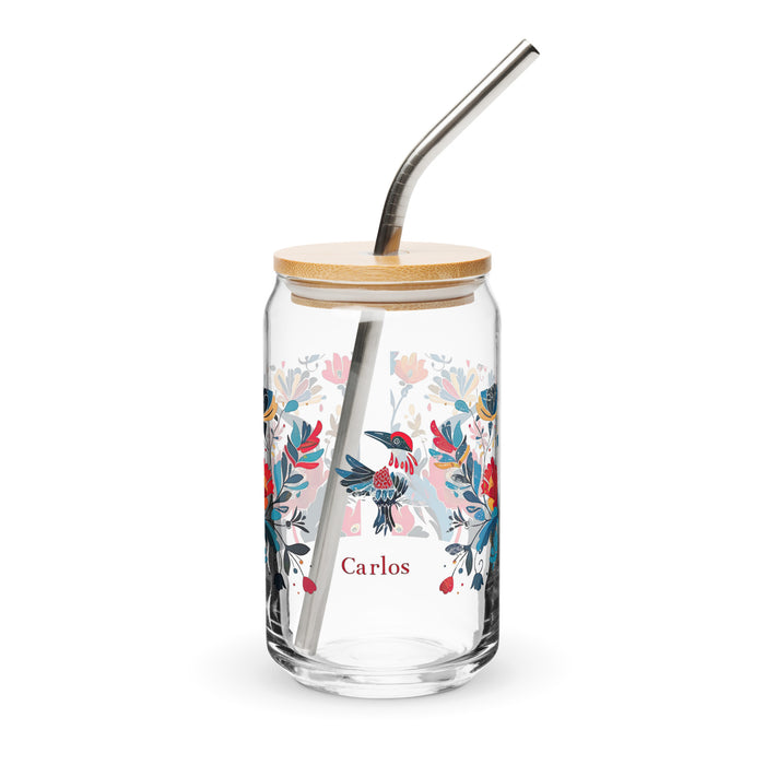 Carlos Exclusive Name Art Piece Can-Shaped Glass Home Office Work Mexican Spanish Pride Gift Cup One-Of-A-Kind Calligraphy Glass | C7