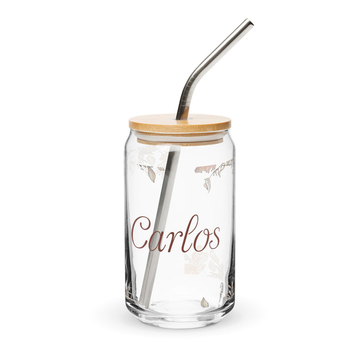 Carlos Exclusive Name Art Piece Can-Shaped Glass Home Office Work Mexican Spanish Pride Gift Cup One-Of-A-Kind Calligraphy Glass | C19