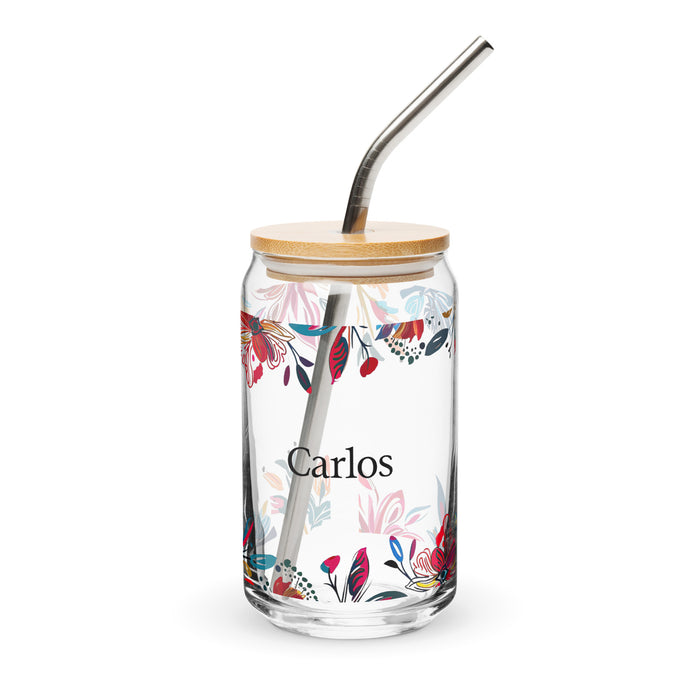 Carlos Exclusive Name Art Piece Can-Shaped Glass Home Office Work Mexican Spanish Pride Gift Cup One-Of-A-Kind Calligraphy Glass | C27