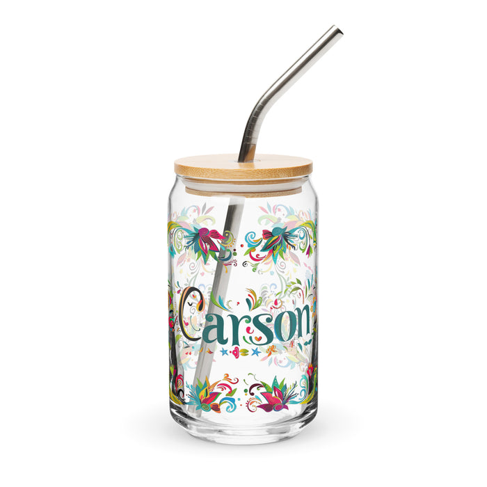 Carson Exclusive Name Art Piece Can-Shaped Glass Home Office Work Mexican Spanish Pride Gift Cup One-Of-A-Kind Calligraphy Glass | C4