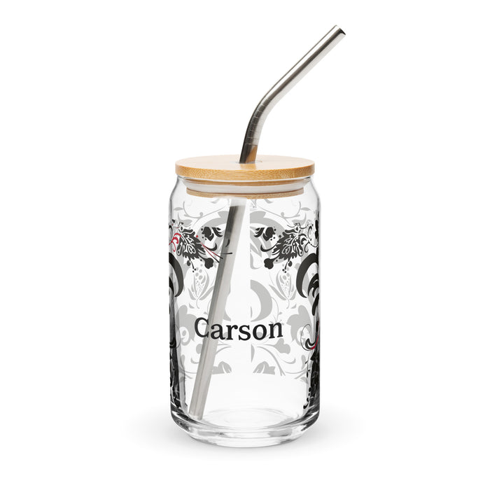 Carson Exclusive Name Art Piece Can-Shaped Glass Home Office Work Mexican Spanish Pride Gift Cup One-Of-A-Kind Calligraphy Glass | C6