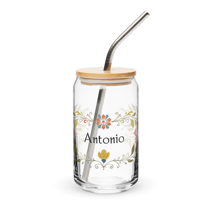 Antonio Exclusive Name Art Piece Can-Shaped Glass Home Office Work Mexican Spanish Pride Gift Cup One-Of-A-Kind Calligraphy Glass | A11