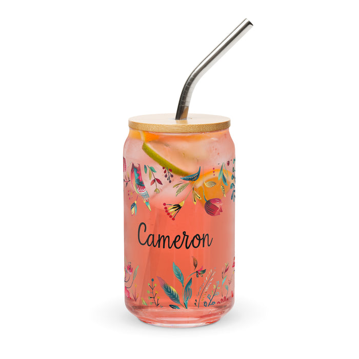 Cameron Exclusive Name Art Piece Can-Shaped Glass Home Office Work Mexican Spanish Pride Gift Cup One-Of-A-Kind Calligraphy Glass | C12