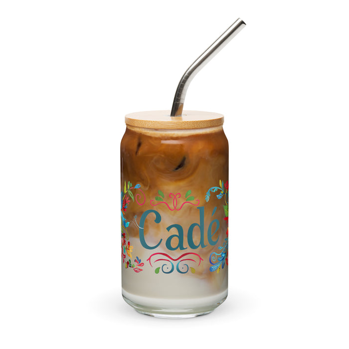 Cade Exclusive Name Art Piece Can-Shaped Glass Home Office Work Mexican Spanish Pride Gift Cup One-Of-A-Kind Calligraphy Glass | C15