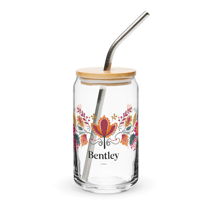 Bentley Exclusive Name Art Piece Can-Shaped Glass Home Office Work Mexican Spanish Pride Gift Cup One-Of-A-Kind Calligraphy Glass | B1