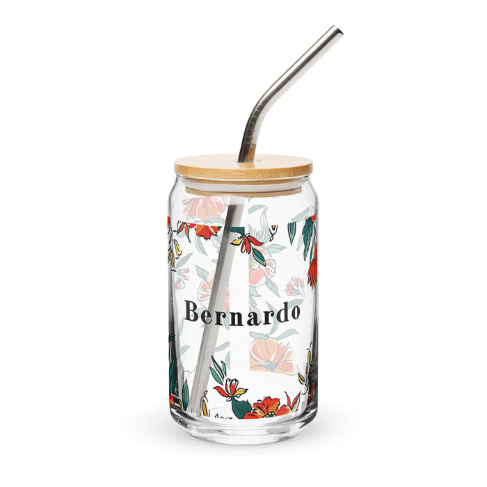 Bernardo Exclusive Name Art Piece Can-Shaped Glass Home Office Work Mexican Spanish Pride Gift Cup One-Of-A-Kind Calligraphy Glass | B11