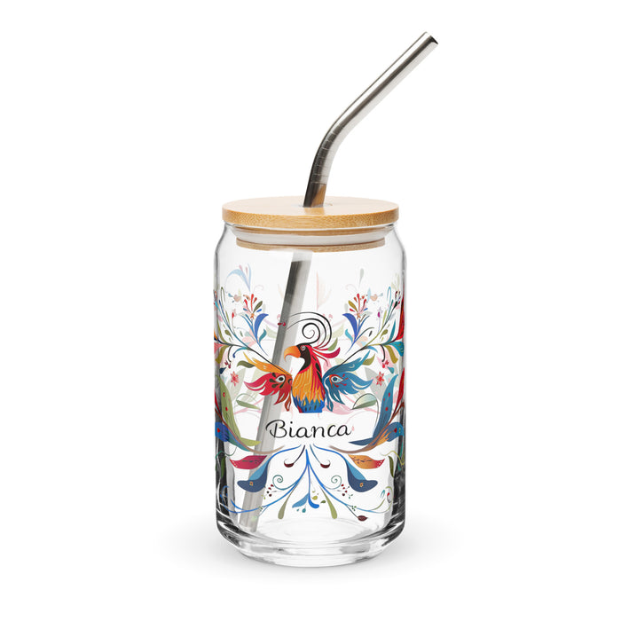 Pièce d'art exclusive Bianca en verre en forme de canette pour la maison, le bureau, le travail, la fierté mexicaine et espagnole, tasse cadeau, verre de calligraphie unique en son genre | B1