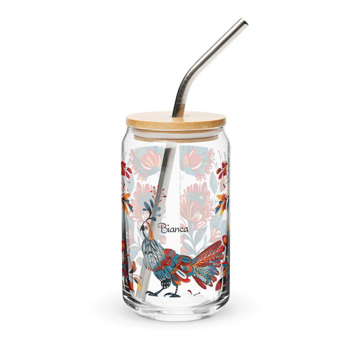 Pièce d'art exclusive Bianca en verre en forme de canette pour la maison, le bureau, le travail, la fierté mexicaine et espagnole, tasse cadeau, verre de calligraphie unique en son genre | B3