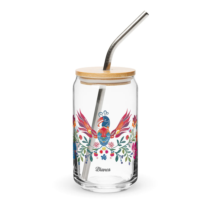 Pièce d'art exclusive Bianca en verre en forme de canette pour la maison, le bureau, le travail, la fierté mexicaine et espagnole, tasse cadeau, verre de calligraphie unique en son genre | B10