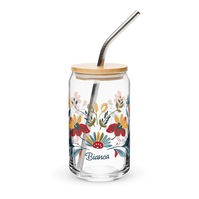 Pièce d'art exclusive Bianca en verre en forme de canette pour la maison, le bureau, le travail, la fierté mexicaine et espagnole, tasse cadeau, verre de calligraphie unique en son genre | B18