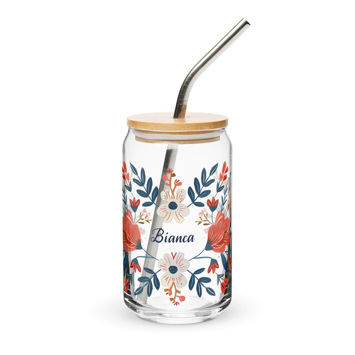 Pièce d'art exclusive Bianca en verre en forme de canette pour la maison, le bureau, le travail, la fierté mexicaine et espagnole, tasse cadeau, verre de calligraphie unique en son genre | B19