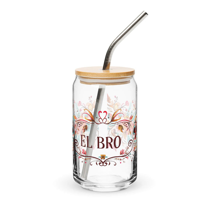 El Bro Exclusive Art Piece Can-Shaped Glass Home Office Work Mexican Spanish Pride Gift Cup One-Of-A-Kind Calligraphy Glass | E14