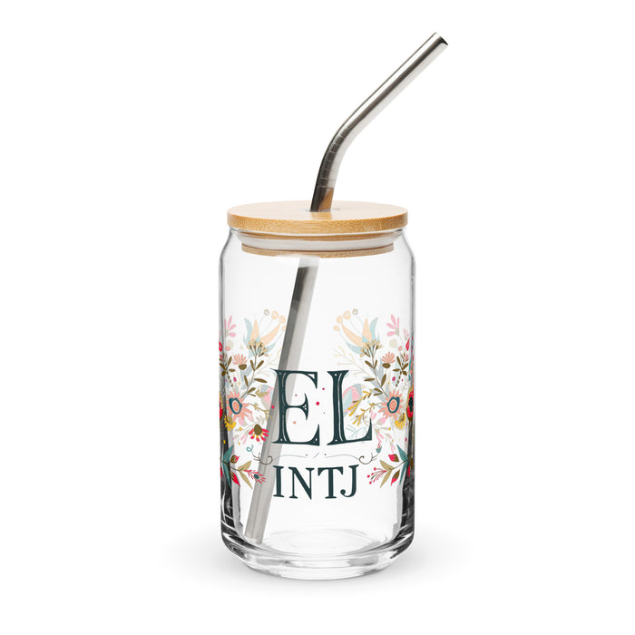 Pieza de arte exclusiva de El Intj, vaso de vidrio con forma de lata para el hogar, la oficina, el trabajo, el orgullo mexicano, vaso de regalo, vaso de caligrafía único en su tipo | E1