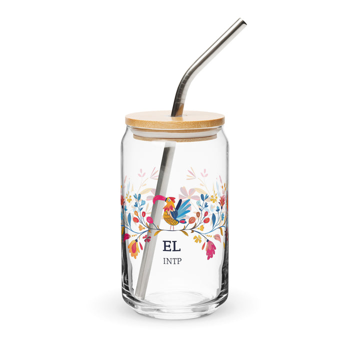 El Intp Exclusive Art Piece Can-Shaped Glass Home Office Work Mexican Spanish Pride Gift Cup One-Of-A-Kind Calligraphy Glass | E3