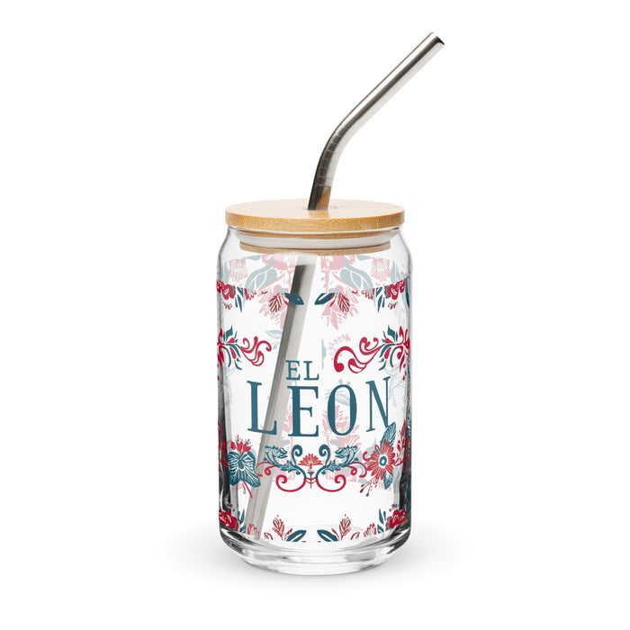 Pieza de arte exclusiva de El León, vaso de vidrio con forma de lata, regalo para el hogar, la oficina, el trabajo, el orgullo mexicano, vaso de vidrio con caligrafía única en su tipo | E2