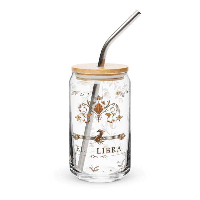 El Libra Exclusive Art Piece Can-Shaped Glass Home Office Work Mexican Spanish Pride Gift Cup One-Of-A-Kind Calligraphy Glass | E5