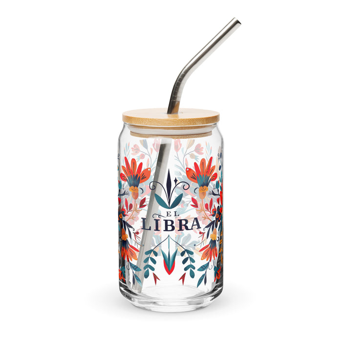 El Libra Exclusive Art Piece Can-Shaped Glass Home Office Work Mexican Spanish Pride Gift Cup One-Of-A-Kind Calligraphy Glass | E8